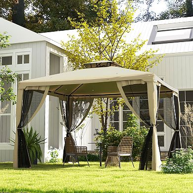 Outsunny 9.6' x 11.6' Patio Gazebo, Outdoor Canopy Shelter,