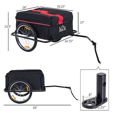 Aosom Elite Two-wheel Bicycle Large Cargo Wagon Trailer With Folding Storage