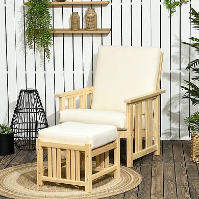 Outsunny 2-piece Outdoor Patio Furniture Set With Ottoman, Thick Cushions