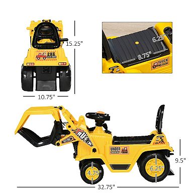 Kids Digger Sit N Scoot Ride-on Toy For Toddler W/ Treaded Wheels, Grabber