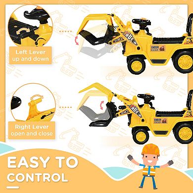 Kids Digger Sit N Scoot Ride-on Toy For Toddler W/ Treaded Wheels, Grabber