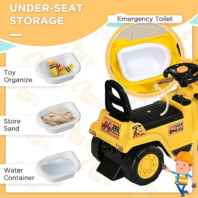 Kids Digger Sit N Scoot Ride-on Toy For Toddler W/ Treaded Wheels, Grabber