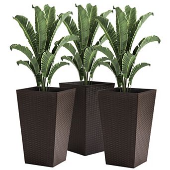 Outsunny Set of 3 Tall Planters, Indoor and Outdoor Flower Pot Set