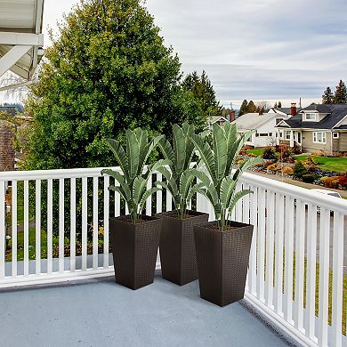 Outsunny Set of 3 Tall Planters, Indoor and Outdoor Flower Pot Set