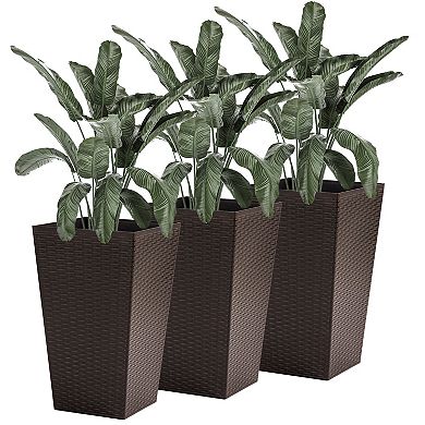 Outsunny Set of 3 Tall Planters, Indoor and Outdoor Flower Pot Set