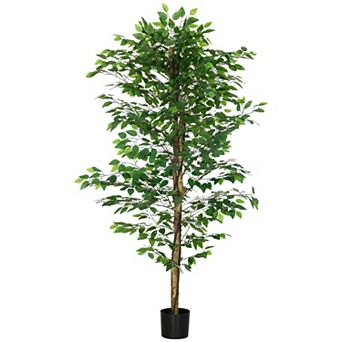 Homcom 6ft Artificial Tree Ficus For Indoor Outdoor Home Decor, Fake Tree