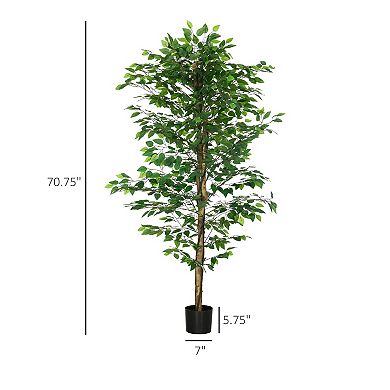 HOMCOM 6ft Artificial Tree Ficus for Indoor Home Decor, Fake Tree