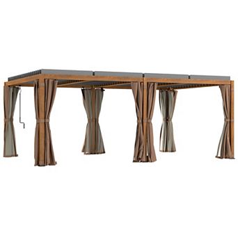 Outsunny 12ftx19' Aluminum Pergola with Adjustable Louvered Roof