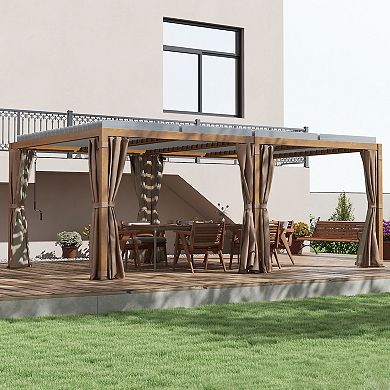 Outsunny 12ftx19' Aluminum Pergola with Adjustable Louvered Roof