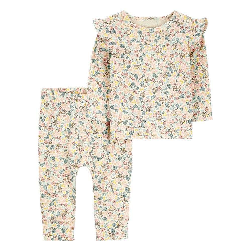 Carter's 4pc Baby Girl Pink Top, Headwrap, Socks and Pants Set main image 0