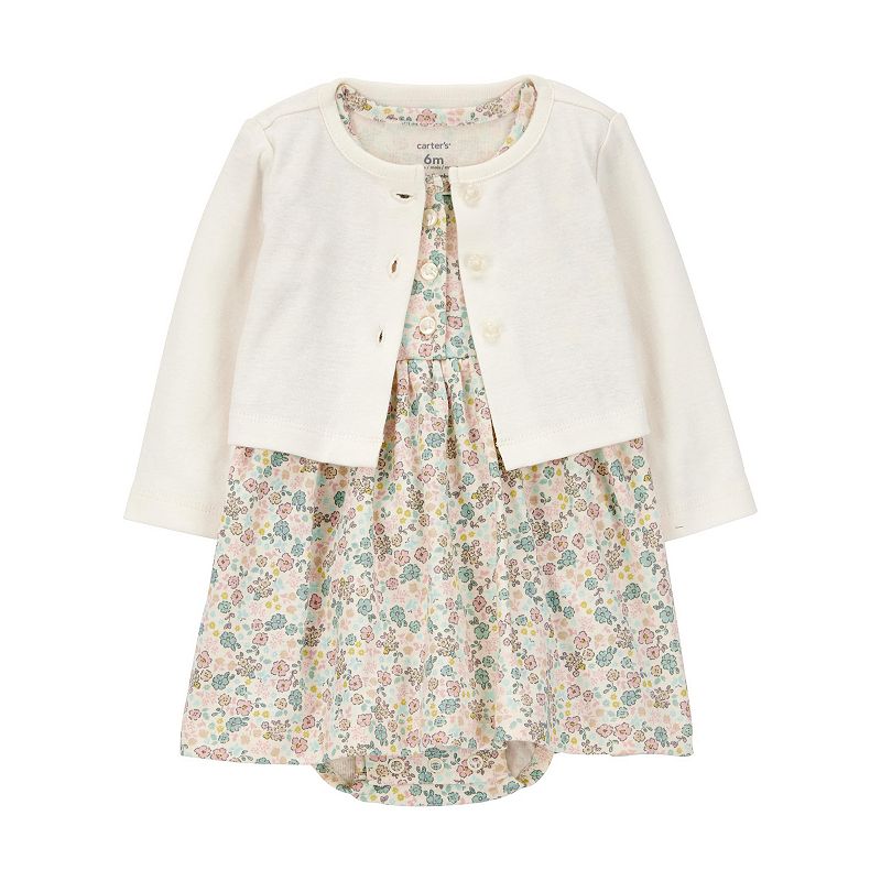 Baby Girl Carter's 2-Piece Floral Bodysuit Dress and Cardigan Set, Girl's, Size: 9 Months, Multi