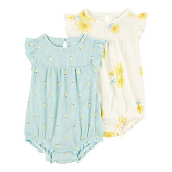 Baby Girl Carter's 2-Pack Floral and Lemon Rompers