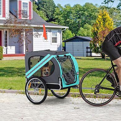 Aosom Dog Bike Trailer with 3 Entrances Large Wheels