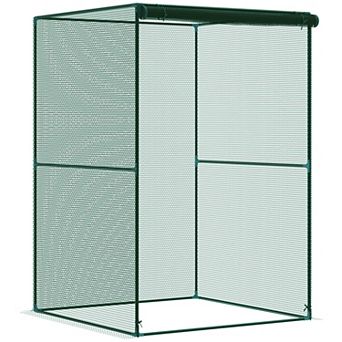 4' X 4' Walk-in Crop Cage, Plant Protectors With Door, Dark Green