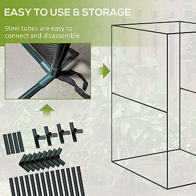 Outsunny 4ft x 4' Walk-in Crop Cage, Plant Protectors with Door, Dark