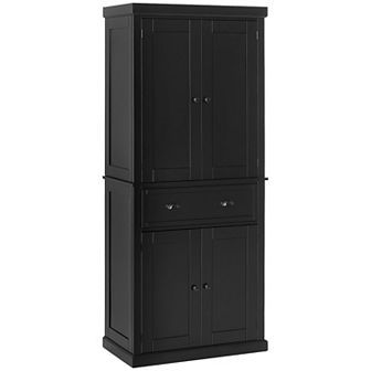 72" H Colonial Kitchen Pantry Freestanding Storage Cabinet Black