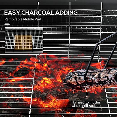 Outsunny Barrel Charcoal BBQ Grill, Wheeled Barbecue,