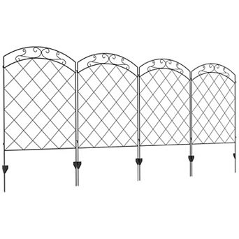 Outsunny 11.4' Garden Fence Steel Border Flower Edging, Pack Of 4, Swirls