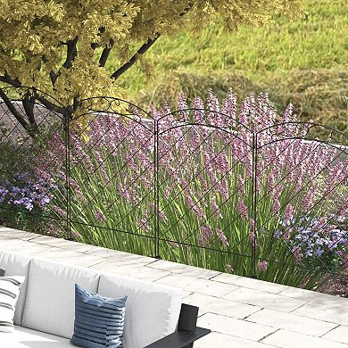 Outsunny 11.4' Garden Fence Steel Border Flower Edging, Pack Of 4, Swirls