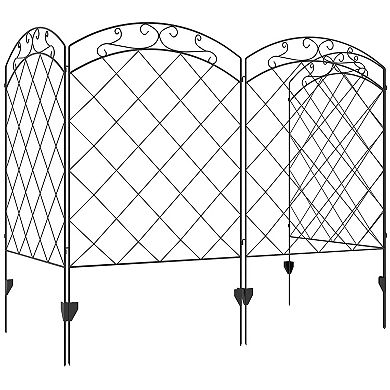 Outsunny 11.4' Garden Fence Steel Border Flower Edging, Pack Of 4, Swirls