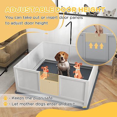 Whelping Box For Dogs With Pee Pad, Pig Rail, 49" X 48"