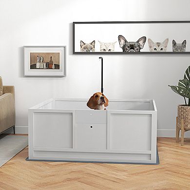 Whelping Box For Dogs With Pee Pad, Pig Rail, 49" X 48"