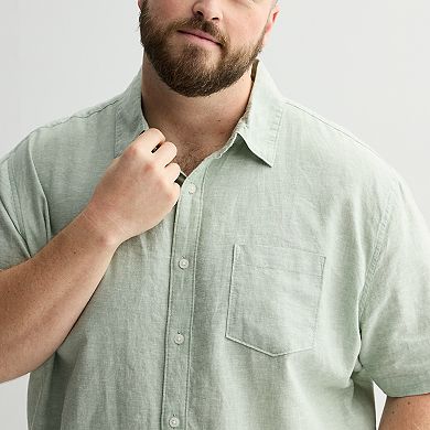 Big & Tall Sonoma Goods For Life® Short Sleeve Perfect Length Linen Shirt
