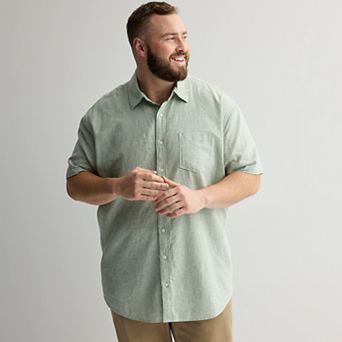 Big & Tall Sonoma Goods For Life® Short Sleeve Perfect Length Linen Shirt