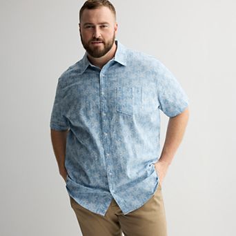 Big & Tall Sonoma Goods For Life® Short Sleeve Perfect Length Linen Shirt