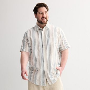 Big & Tall Sonoma Goods For Life® Short Sleeve Perfect Length Linen Shirt