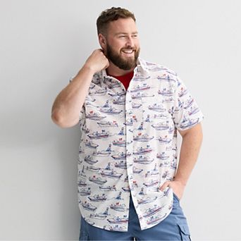 Big & Tall Sonoma Goods For Life® Short Sleeve Perfect Length Button Down Shirt