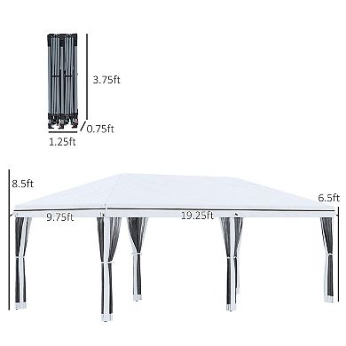 Outsunny 10ft x 20' Pop Up Canopy with 6 Sidewall Mesh Nettings
