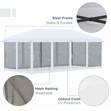 Outsunny 10ft x 20' Pop Up Canopy with 6 Sidewall Mesh Nettings