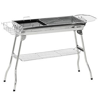Outsunny Portable Folding Charcoal Bbq Grill Stainless Steel Camp Picnic Cooker