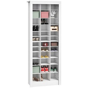 Homcom Shoe Cabinet With 3 Heights Of Girds For 36 Pairs Of Shoes, White