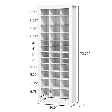 Homcom Shoe Cabinet With 3 Heights Of Girds For 36 Pairs Of Shoes, White