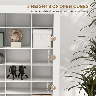 Homcom Shoe Cabinet With 3 Heights Of Girds For 36 Pairs Of Shoes, White
