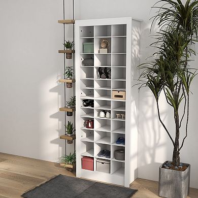 Homcom Shoe Cabinet With 3 Heights Of Girds For 36 Pairs Of Shoes, White