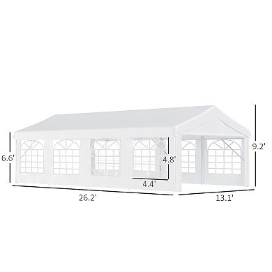 13’x26’ Gazebo Party Tent Pop Up Tent With 4 Sidewalls White