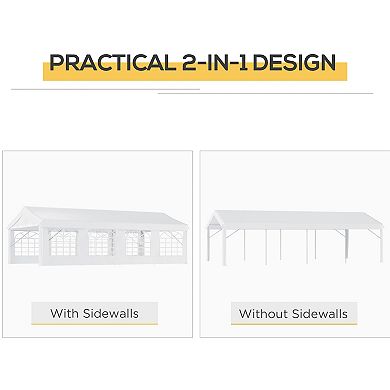 13’x26’ Gazebo Party Tent Pop Up Tent With 4 Sidewalls White