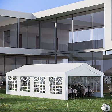 13’x26’ Gazebo Party Tent Pop Up Tent With 4 Sidewalls White