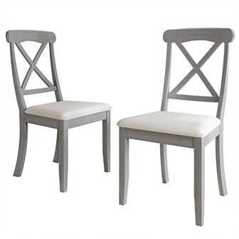 Farmhouse Wooden Dining Chair With Warm Grey Cover