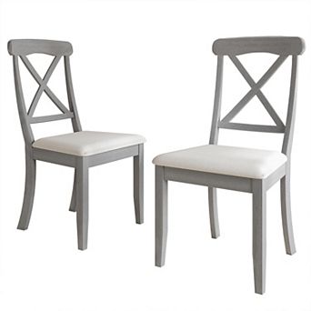 Farmhouse Wooden Dining Chair With Warm Grey Cover