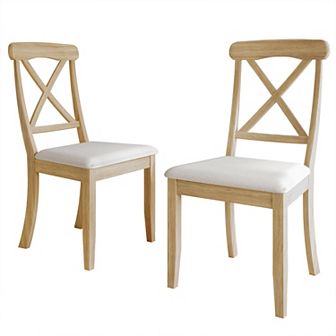 Farmhouse Wooden Dining Chair With Warm Grey Cover