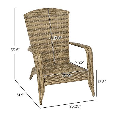 Outsunny Patio Wicker Adirondack Chair with Soft Cushions