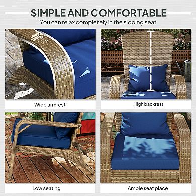 Outsunny Patio Wicker Adirondack Chair with Soft Cushions