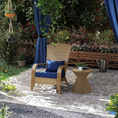 Outsunny Patio Wicker Adirondack Chair with Soft Cushions