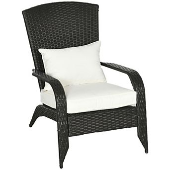 Outsunny Patio Wicker Adirondack Chair with Soft Cushions