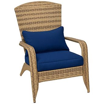 Outsunny Patio Wicker Adirondack Chair with Soft Cushions