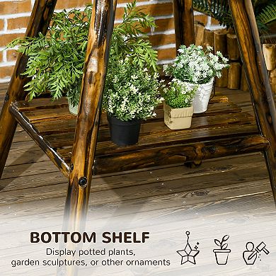 Outsunny Windmill Weathervane with Bottom Shelf, Weather Vane, Stained Wood